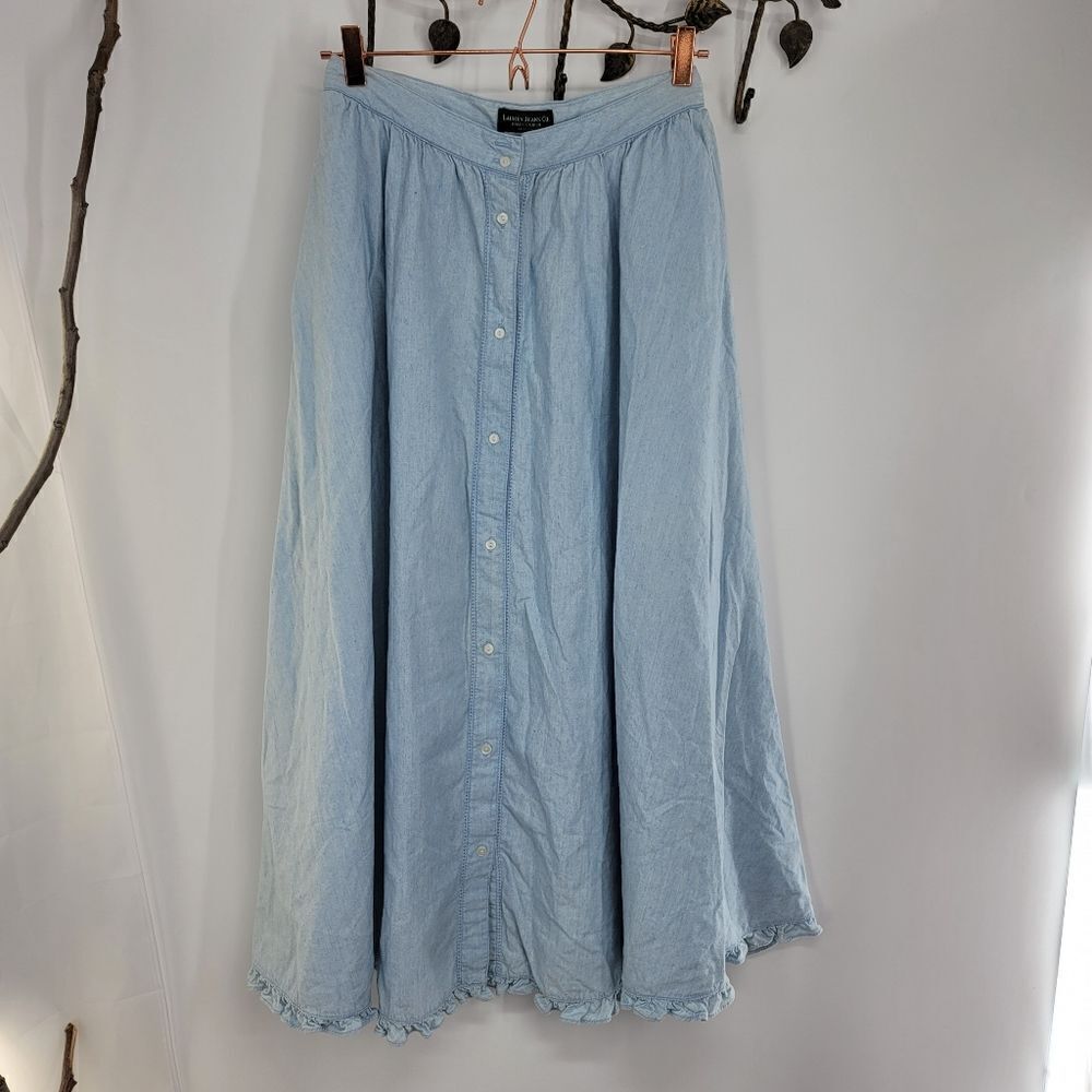 Light Blue Button-Front Women's Skirt